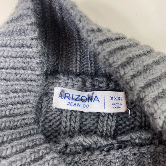 Arizona Jean Co Womens Gray Cable Knit Turtleneck Ribbed Cuffs Sweater Size XXXL - Picture 3 of 5